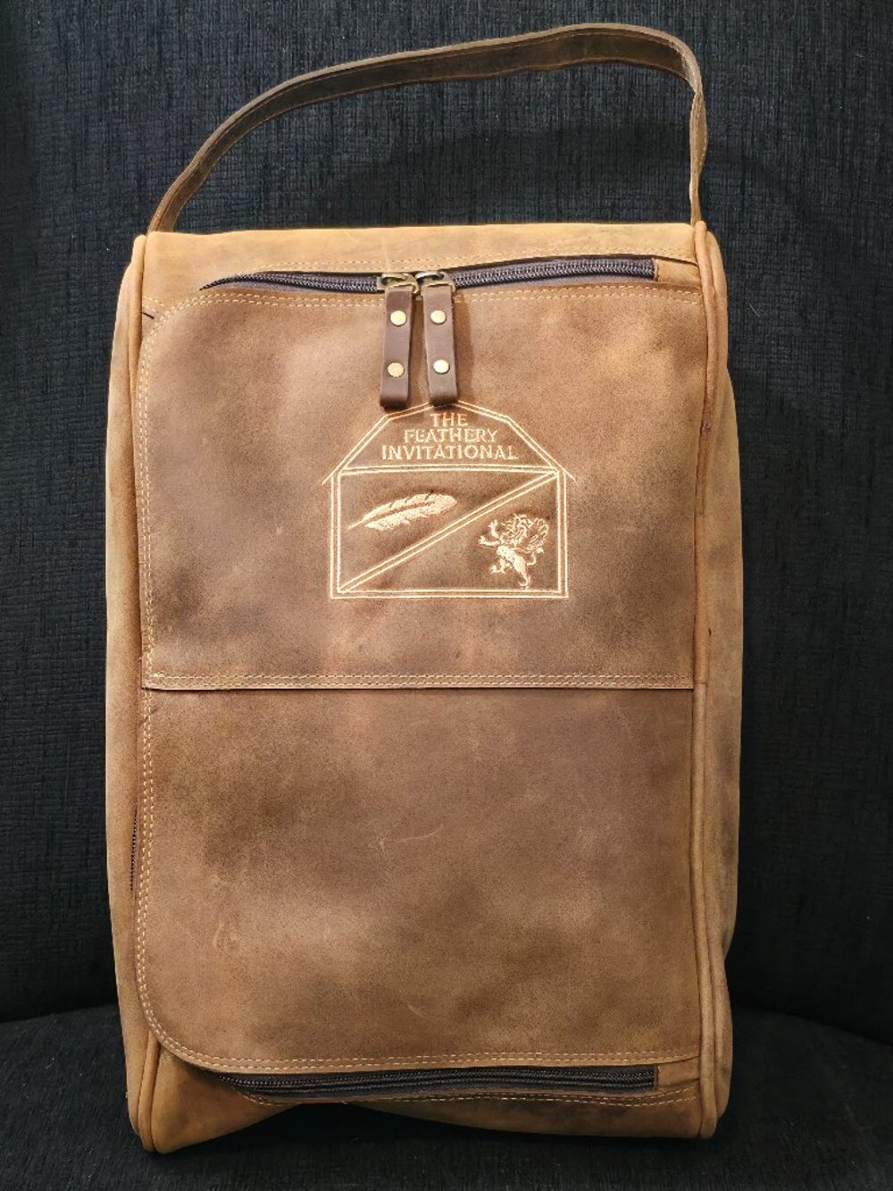 The Winston Collection Brown Leather Golf Shoe Bag